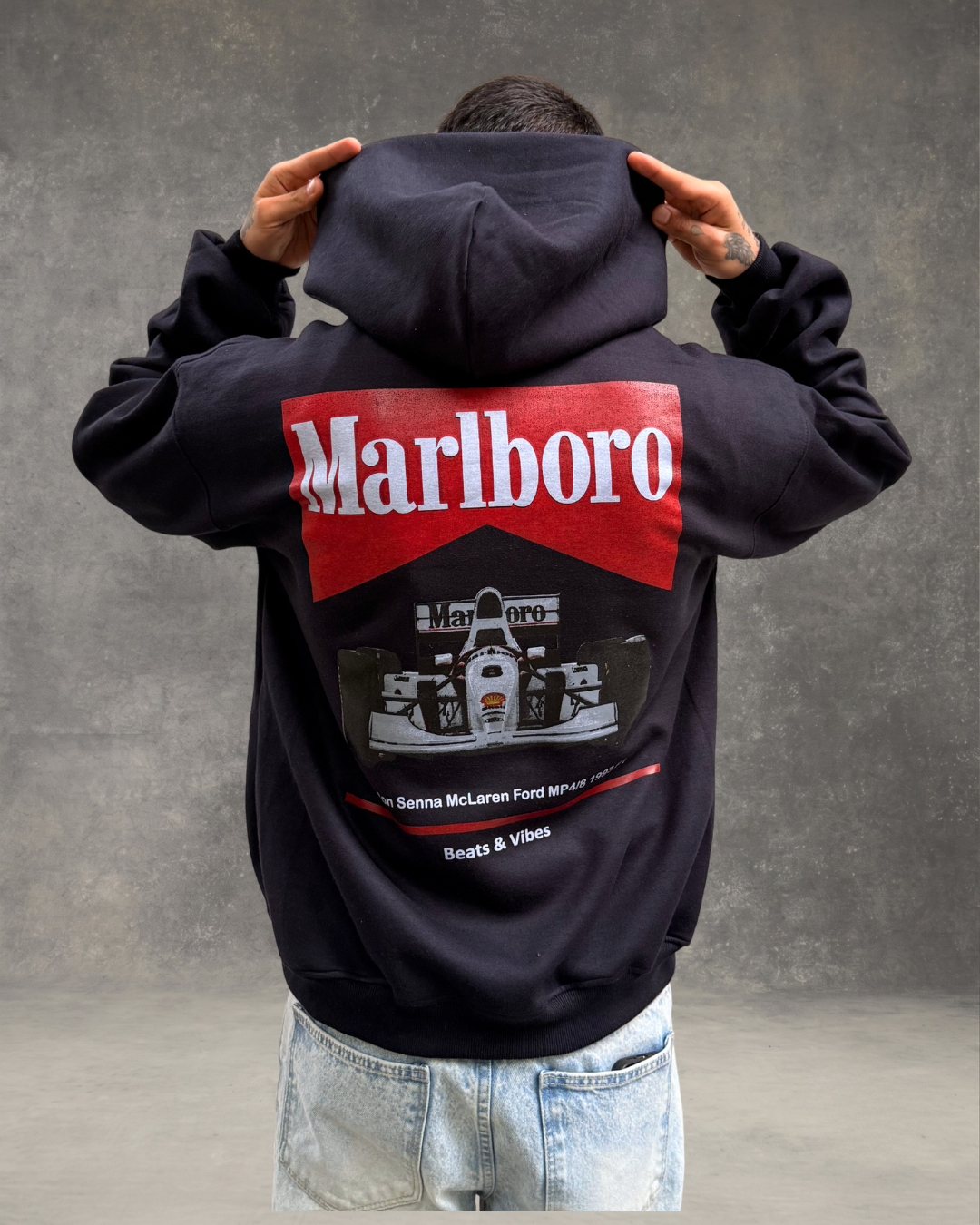 Hoodie Oversize Hombre Dark Marlboro - Azul Noche