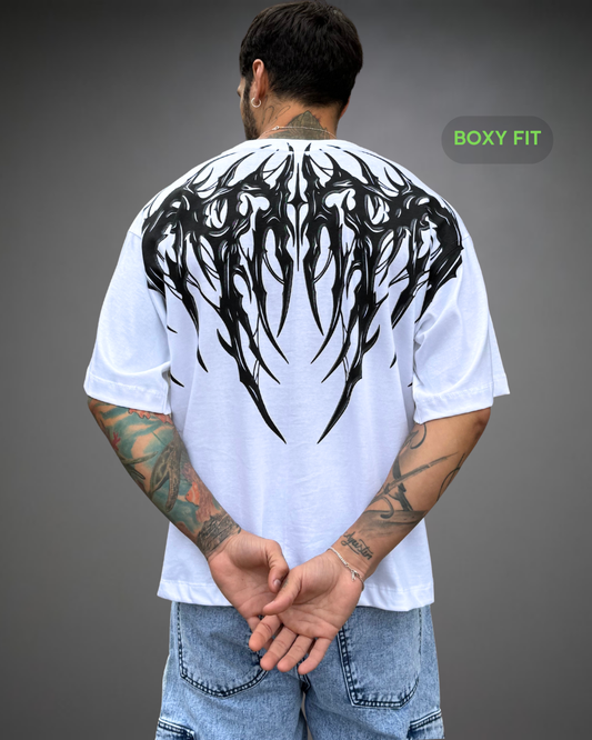 Polo Hombre Boxy Fit True Tribal - Blanco
