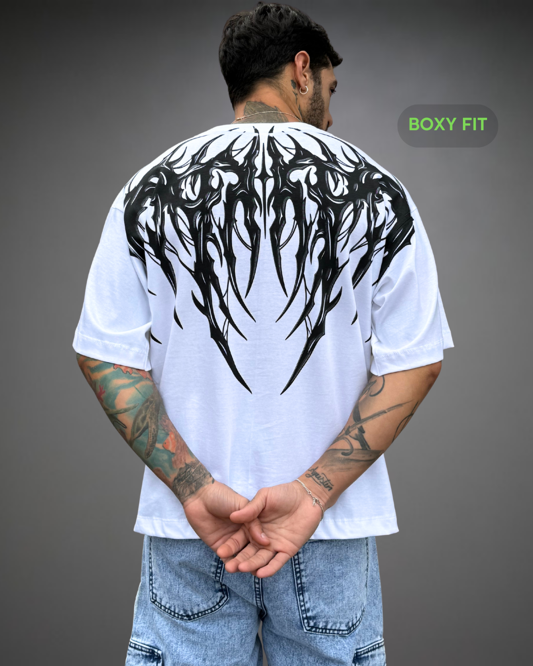 Polo Hombre Boxy Fit True Tribal - Blanco