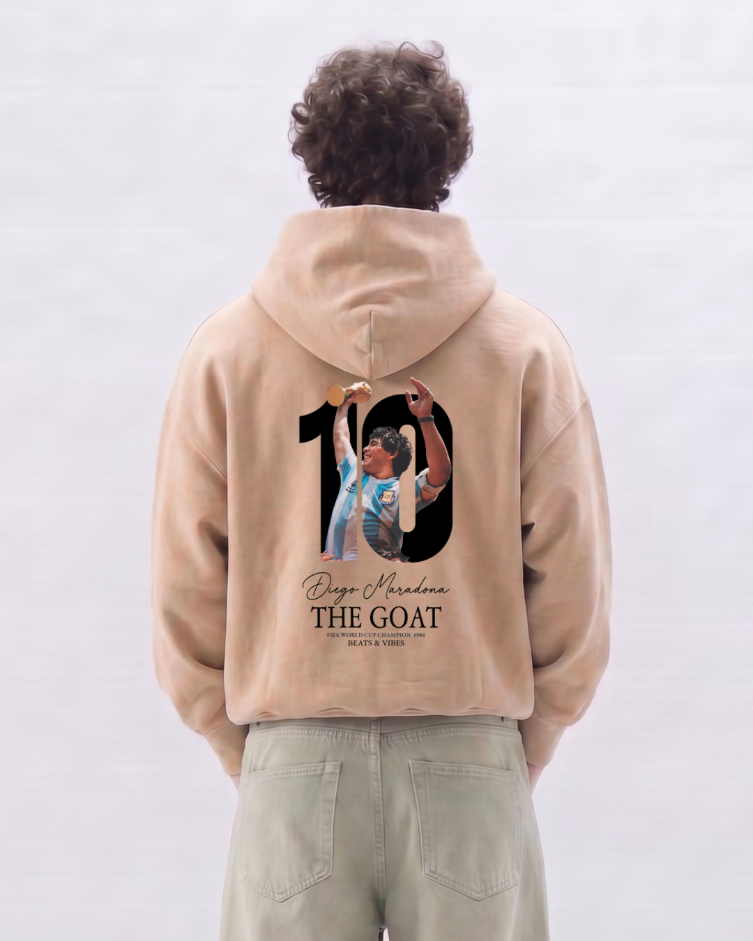 Hoodie "Maradona THE GOAT" – Edición Campeón del Mundo / Arena