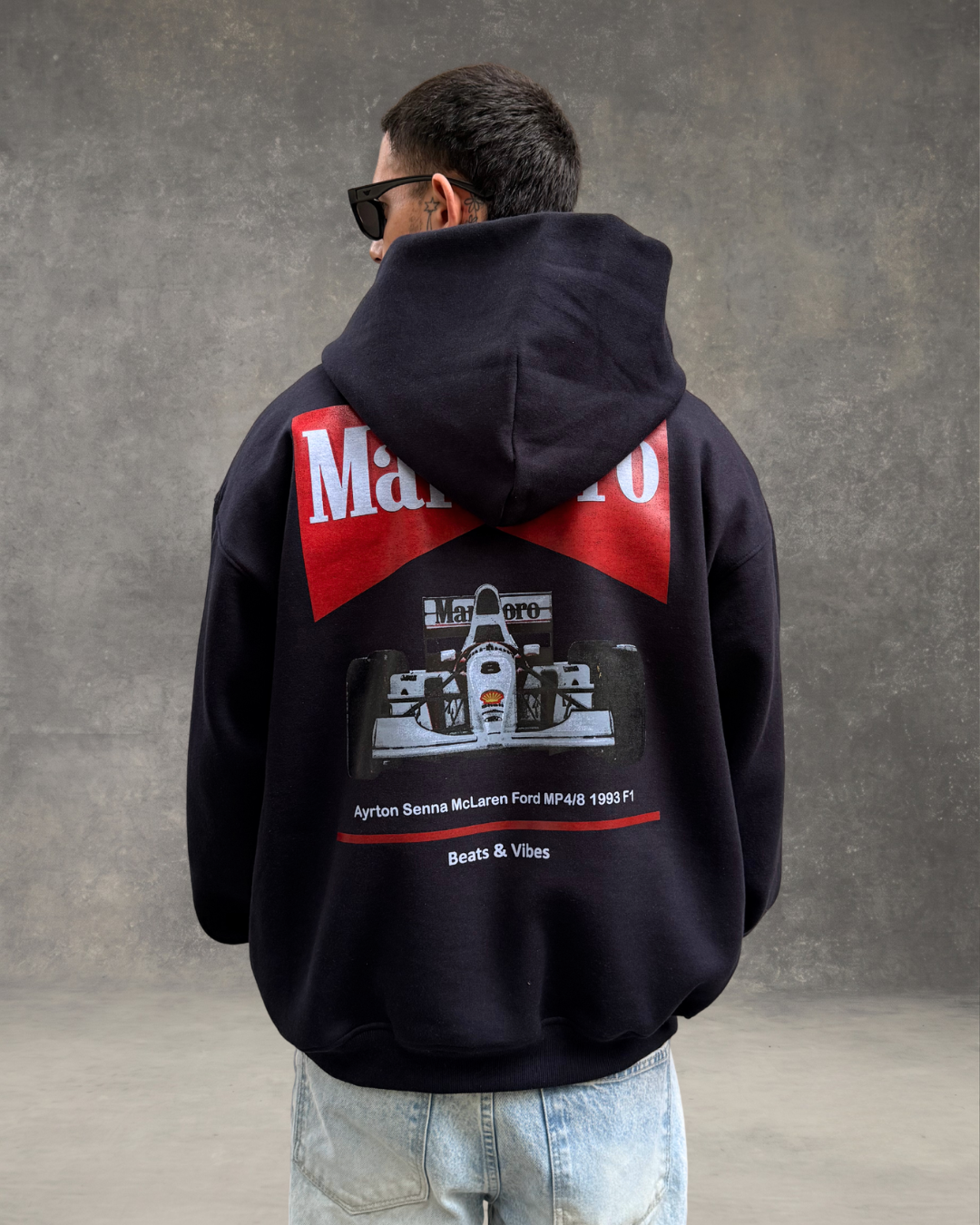 Hoodie Oversize Hombre Dark Marlboro - Azul Noche