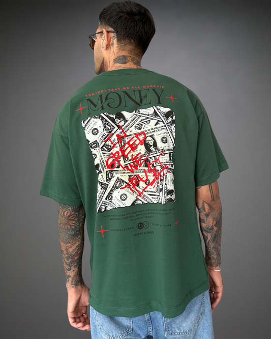 Polo Hombre Oversize Money Greed - Verde