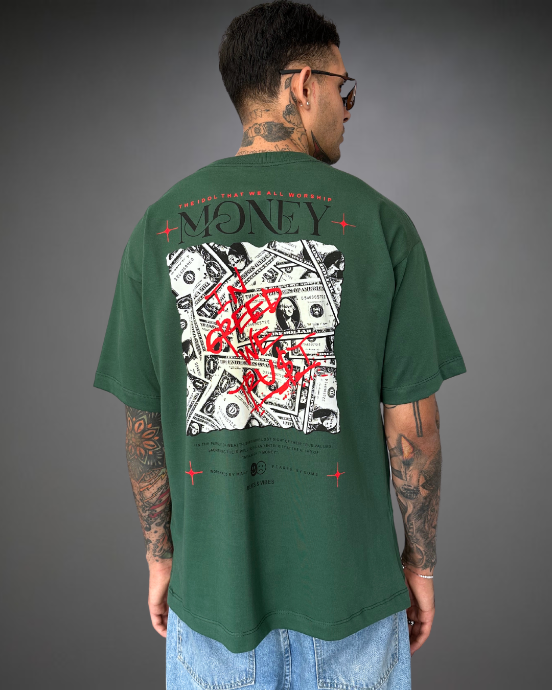 Polo Hombre Oversize Money Greed - Verde