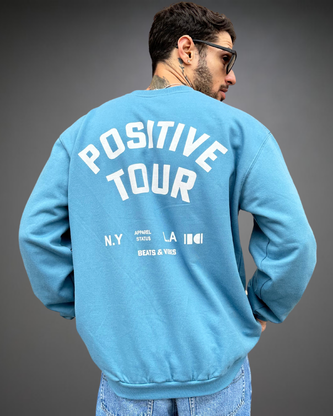 Polera Hombre Oversize Positive Tour - Denim