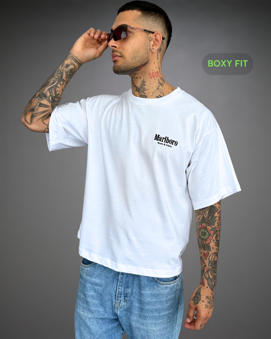 Polo Hombre Boxy Fit Marlboro - Blanco