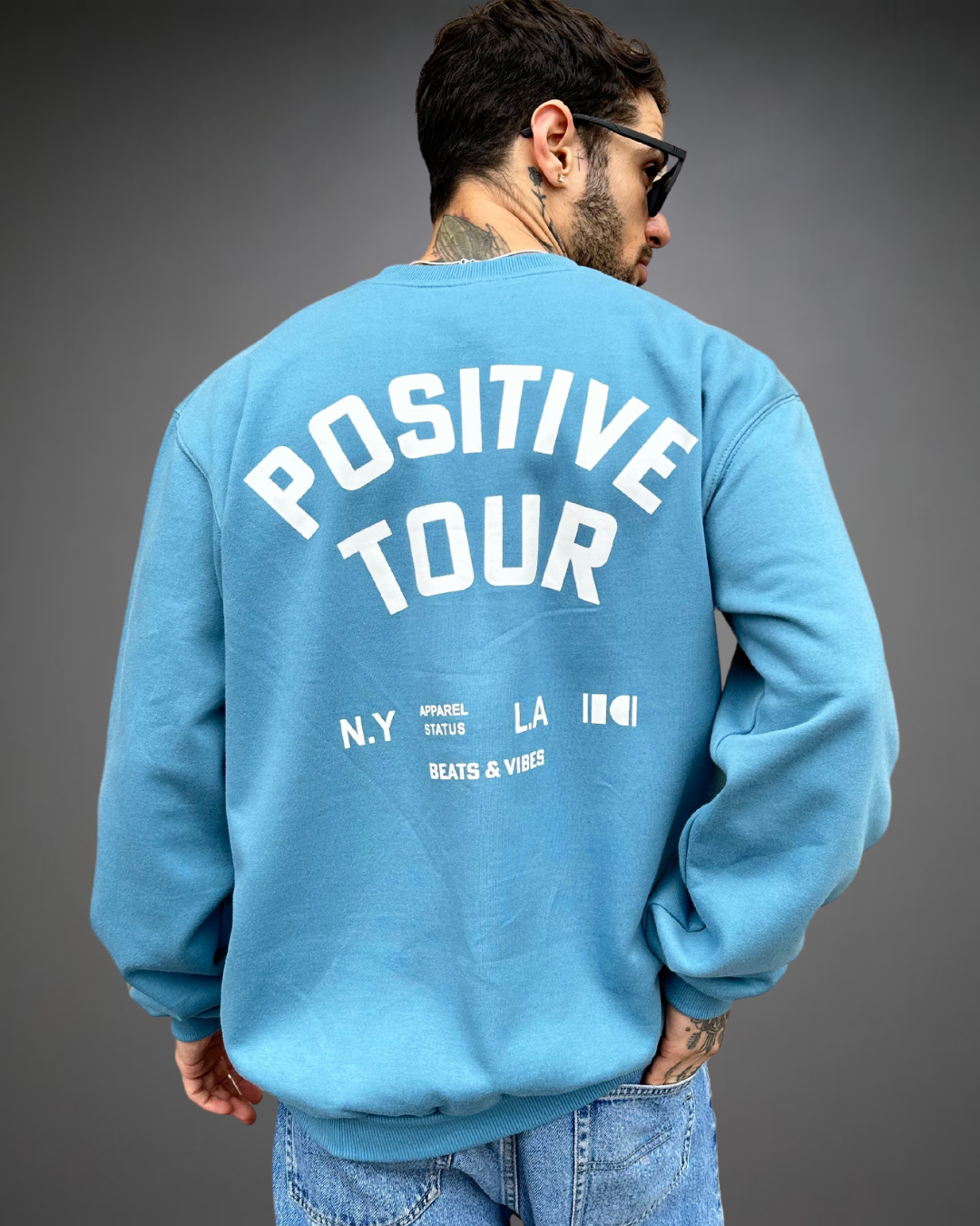 Polera Hombre Oversize Positive Tour - Denim