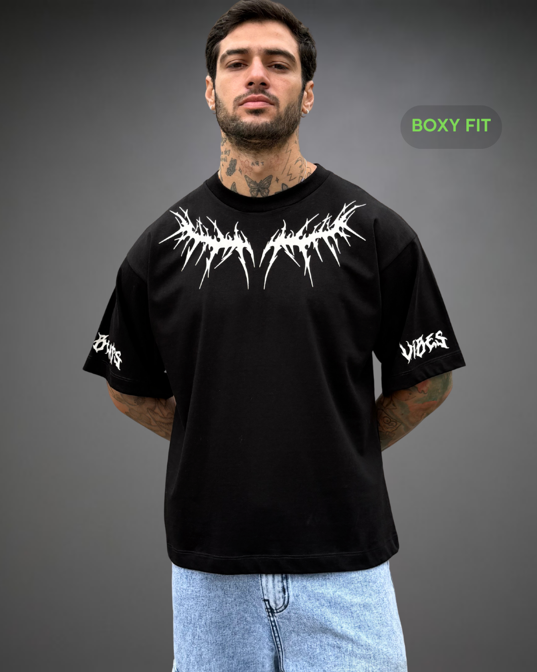 Polo Hombre Boxy Fit Rounded Tribe Neck 2.0 - Negro