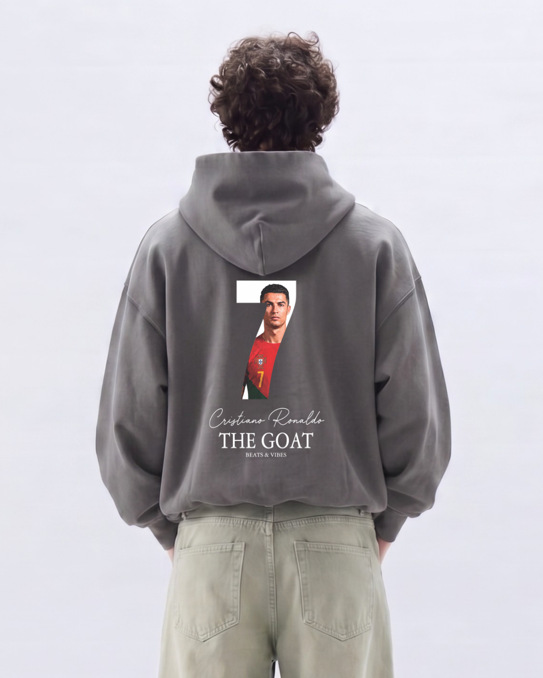 Hoodie "CR7 THE GOAT" –  Plomo