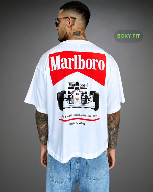 Polo Hombre Boxy Fit Marlboro - Blanco