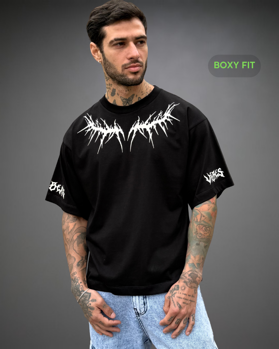 Polo Hombre Boxy Fit Rounded Tribe Neck 2.0 - Negro