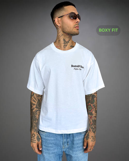 Polo Hombre Boxy Fit Fight Club - Blanco