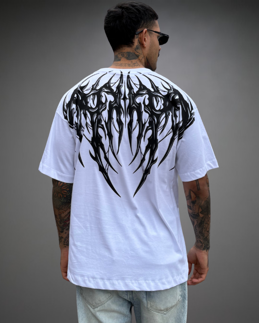 Polo Hombre Oversize True Tribal - Blanco