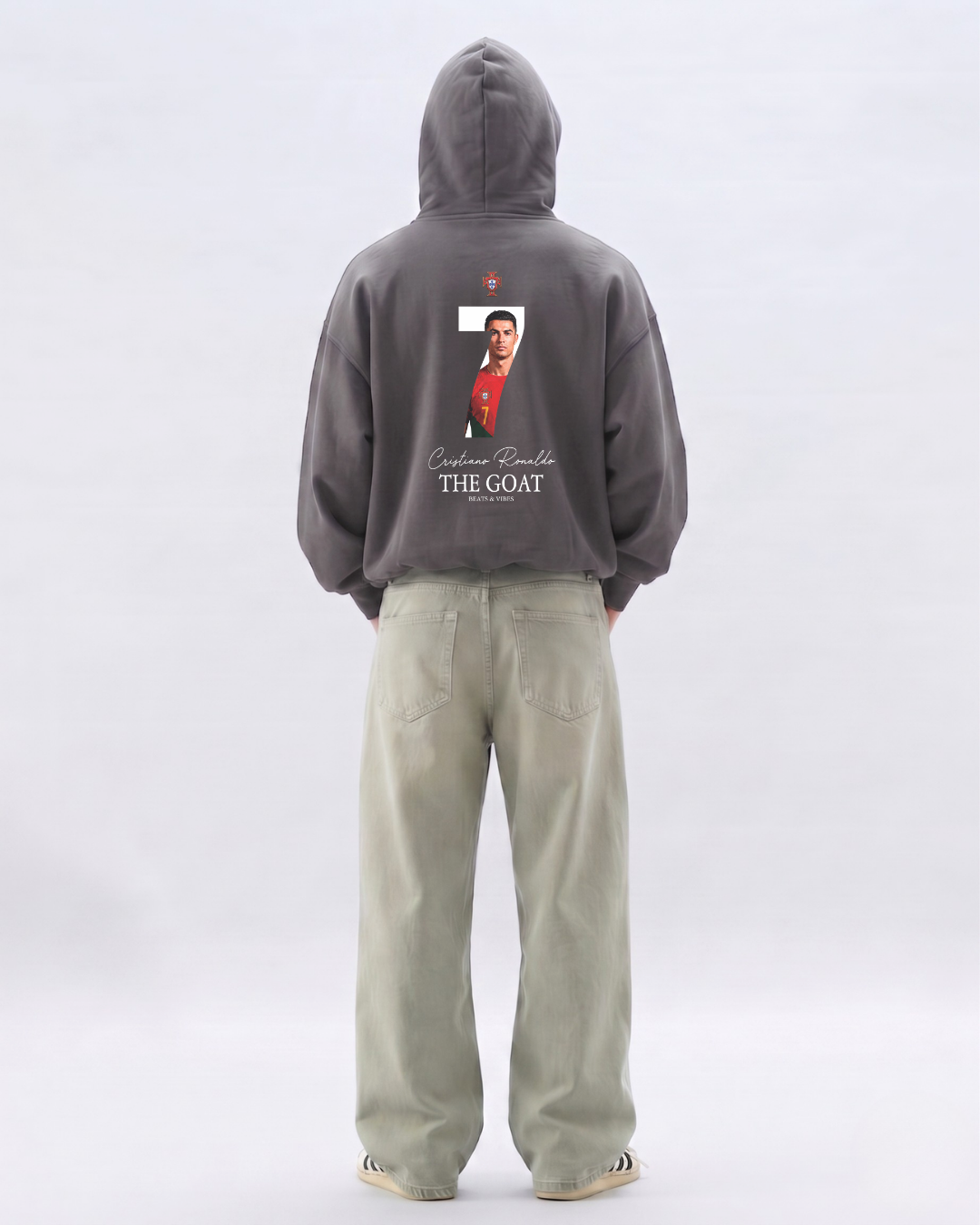 Hoodie "CR7 THE GOAT" –  Plomo