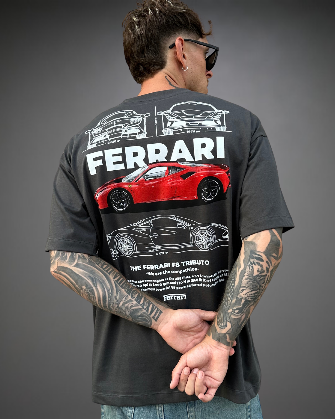 Polo Hombre Oversize Ferrari - Plomo