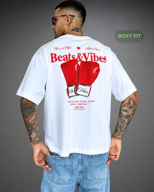 Polo Hombre Boxy Fit Fight Club - Blanco