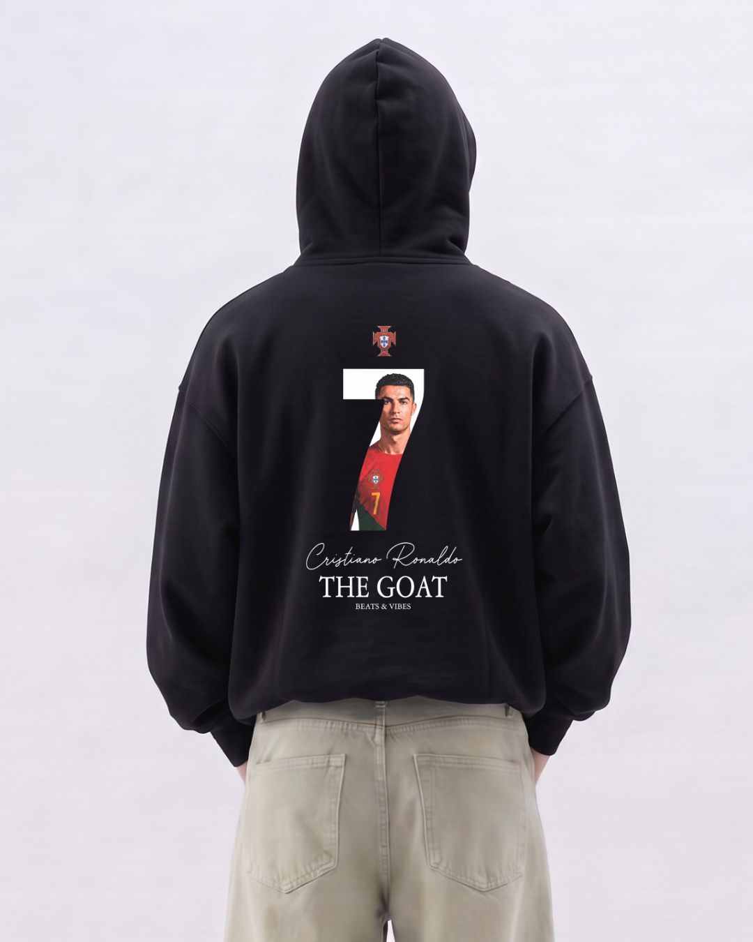 Hoodie "CR7 THE GOAT" – Negro