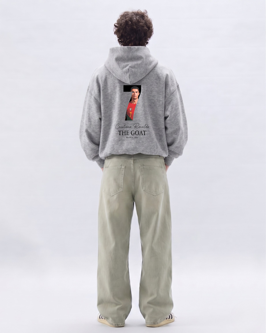 Hoodie "CR7 THE GOAT" – Gris