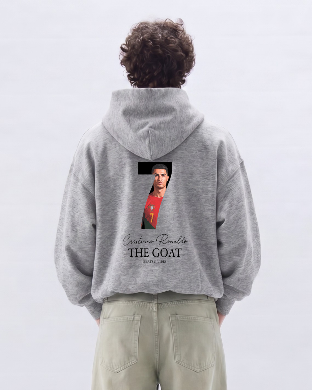 Hoodie "CR7 THE GOAT" – Gris