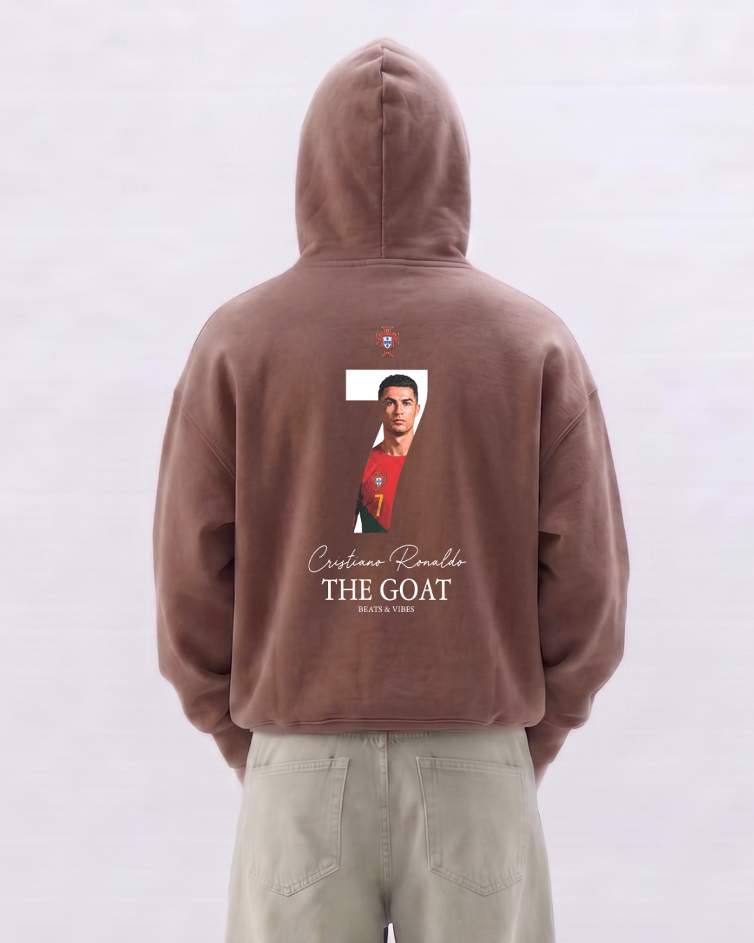 Hoodie "CR7 THE GOAT" – Marrón