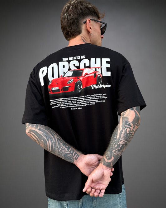 Polo Hombre Oversize Porsche 911 - Negro
