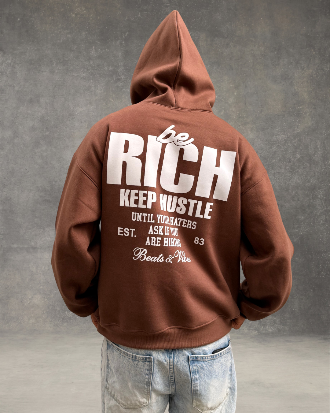 Hoodie Oversize Hombre Rich - Marrón