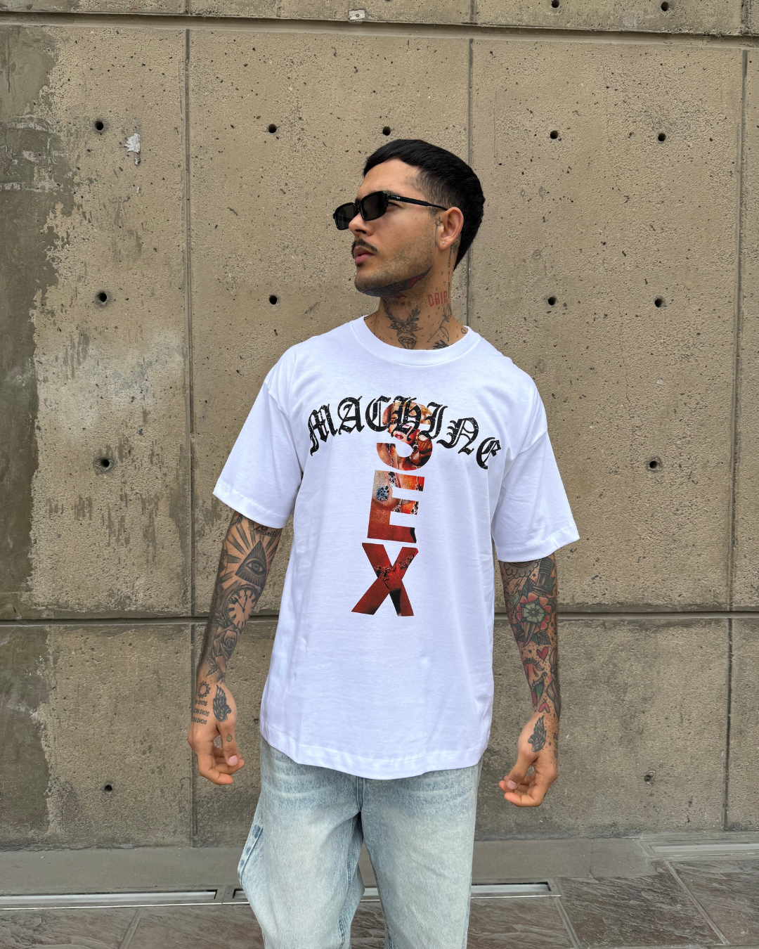 Polo Hombre Oversize Sex Machine - Blanco