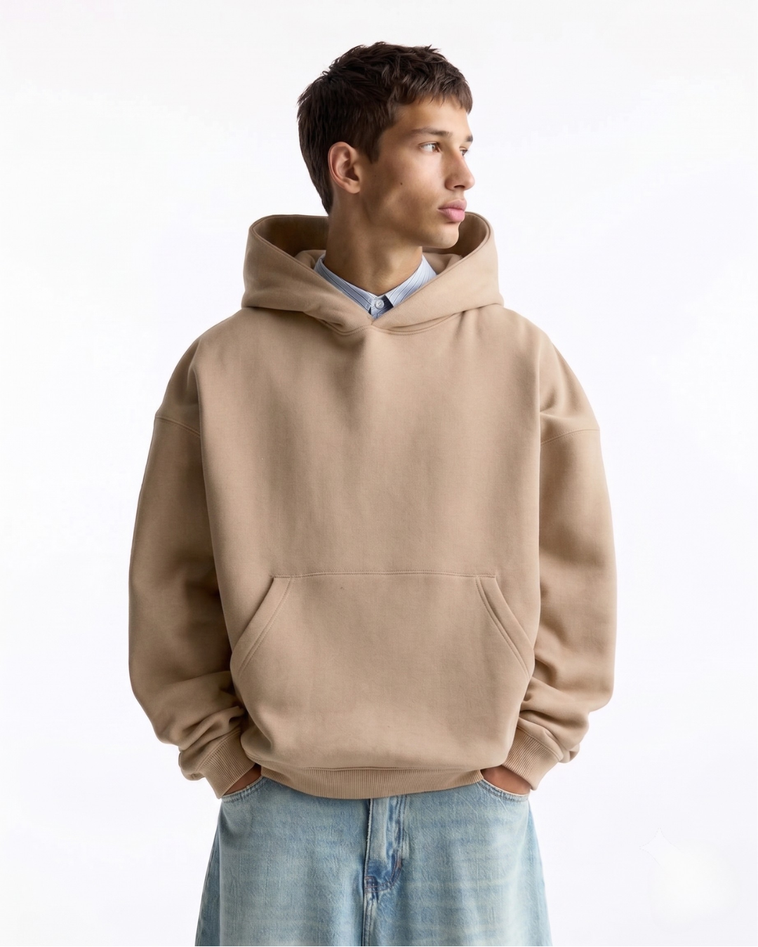 Hoodie Oversize Hombre - Arena