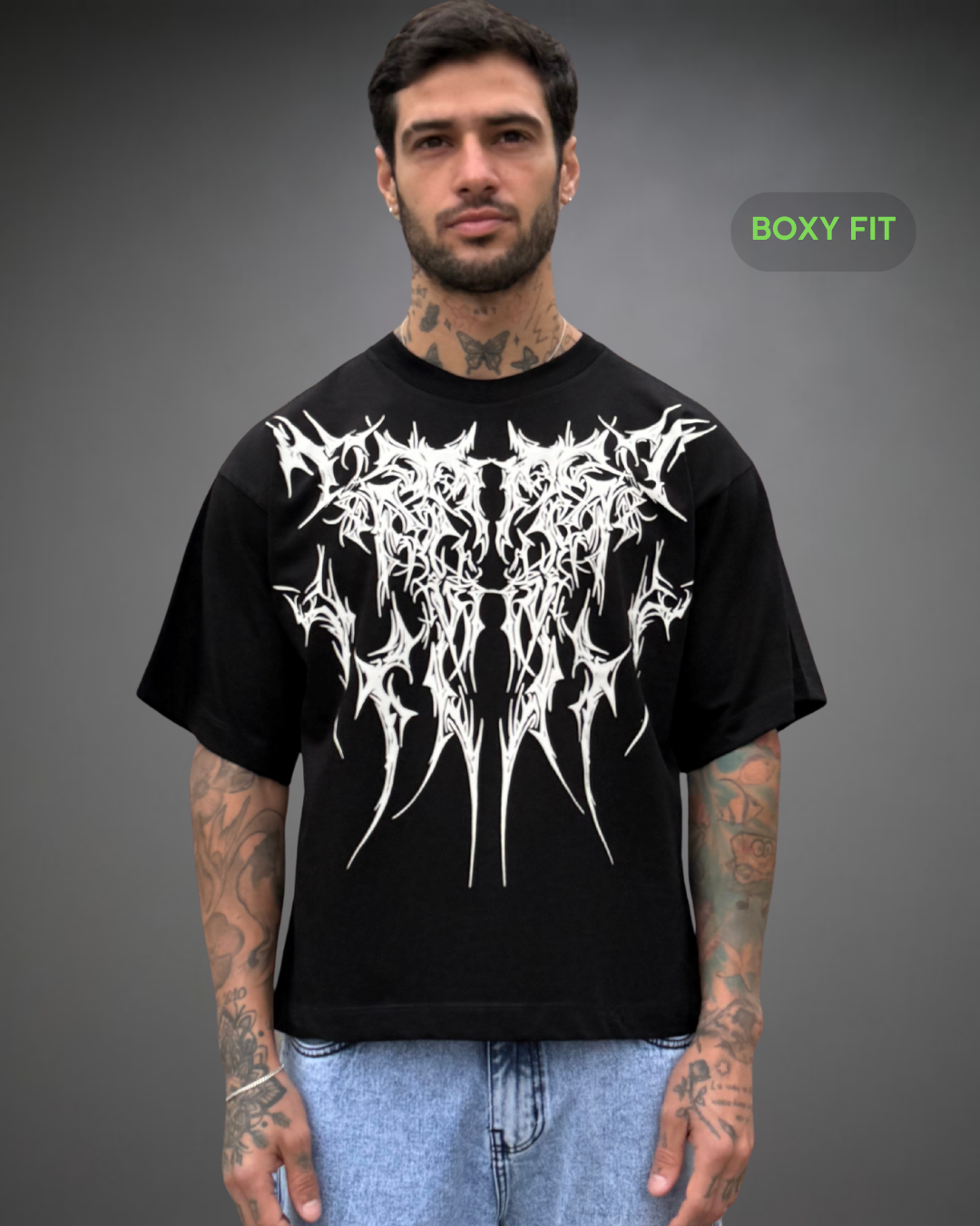 Polo Hombre Boxy Fit The Front Sign - Negro