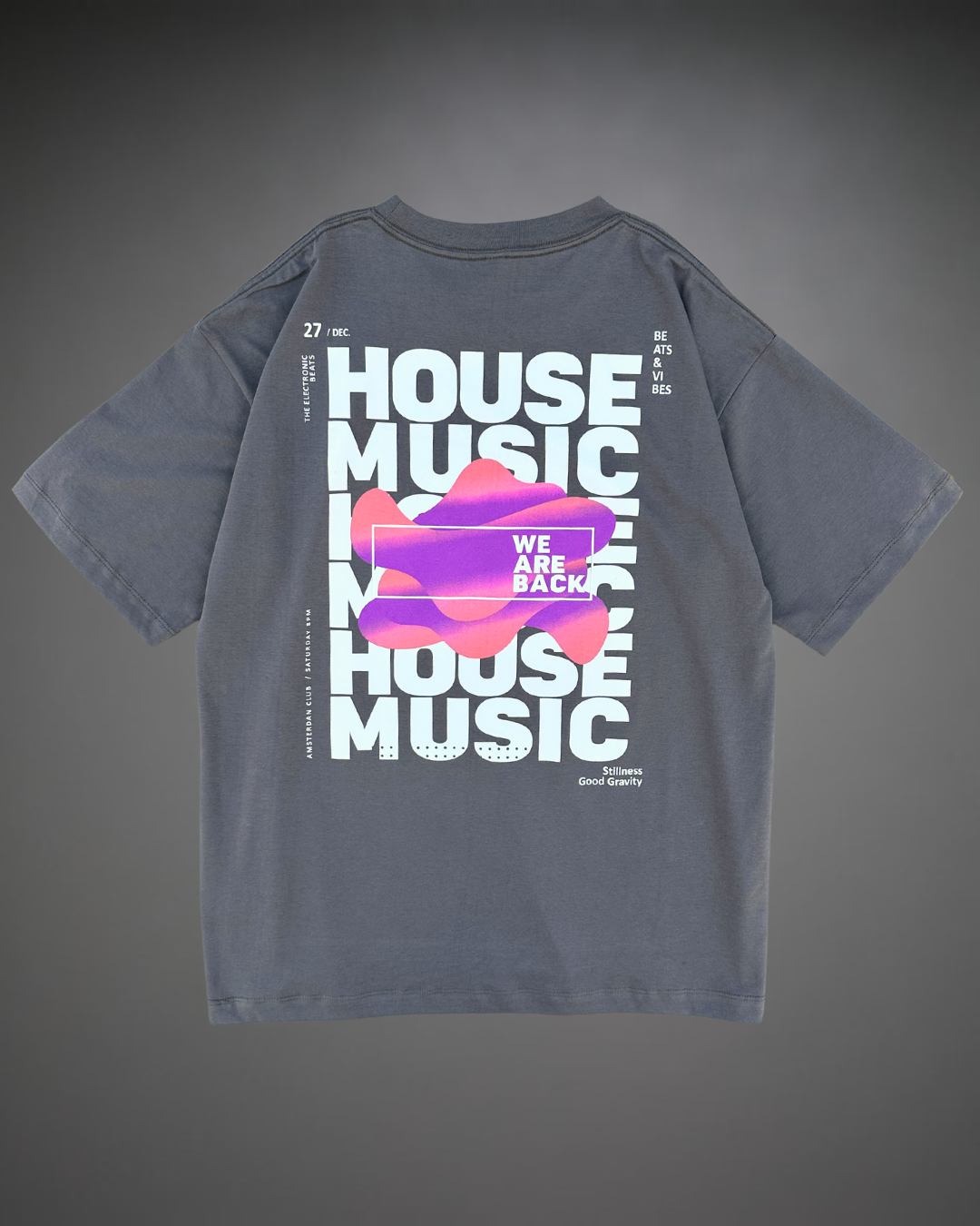 Polo Hombre Oversize House Music - Gris Oscuro