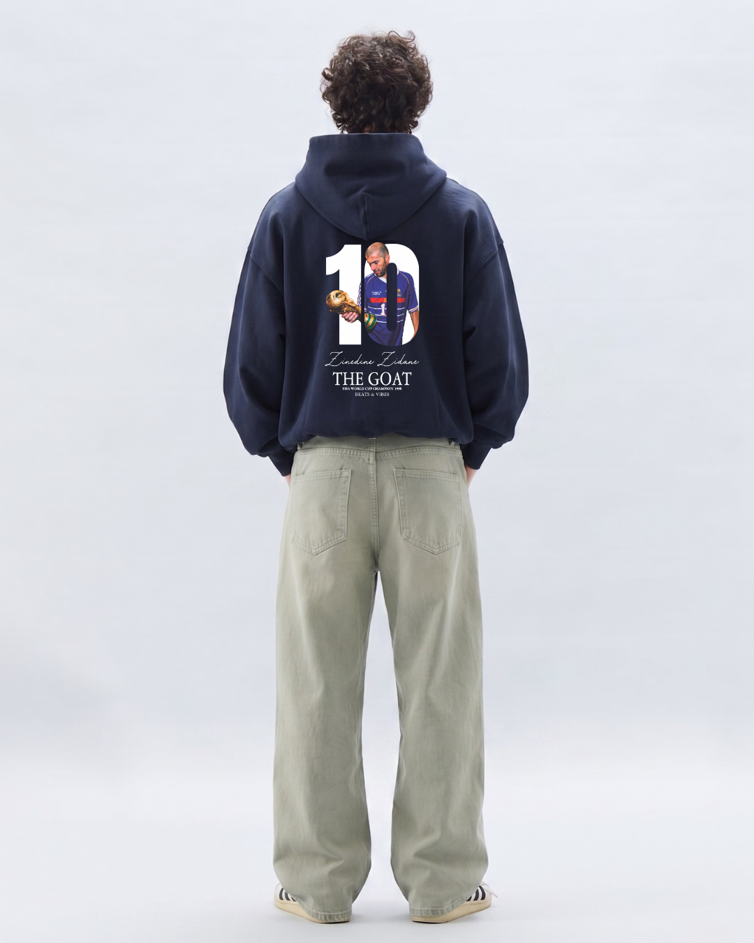 Hoodie "Zidane THE GOAT" – Edición Campeón del Mundo / Azul Noche
