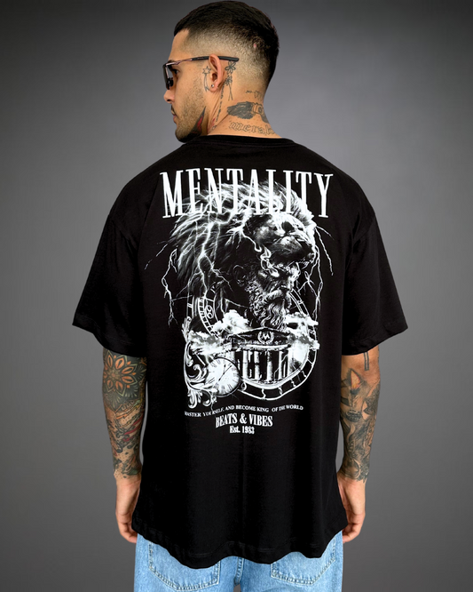 Polo Hombre Oversize Lion Mentality - Negro