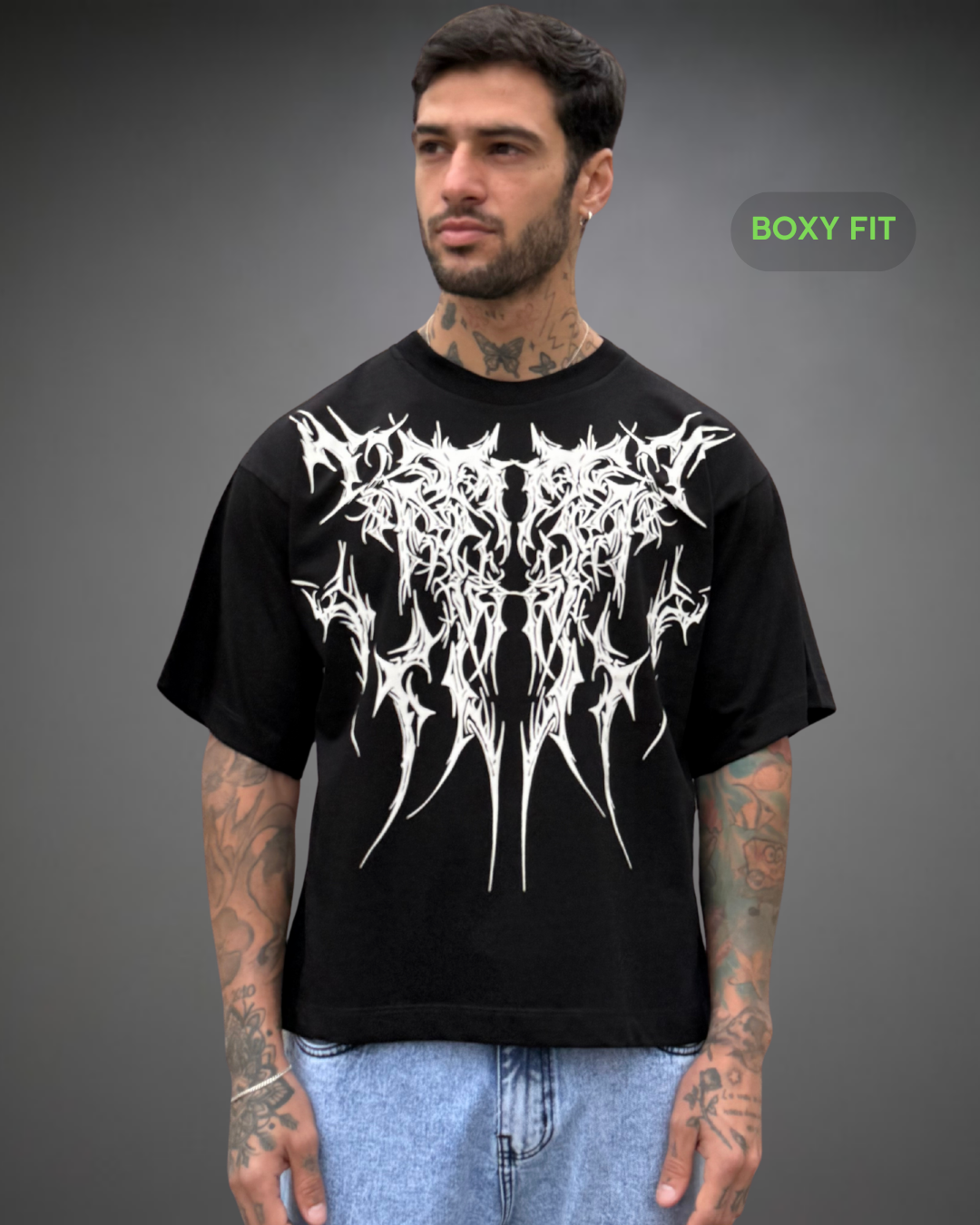 Polo Hombre Boxy Fit The Front Sign - Negro