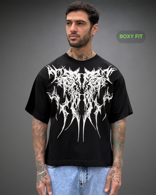 Polo Hombre Boxy Fit The Front Sign - Negro