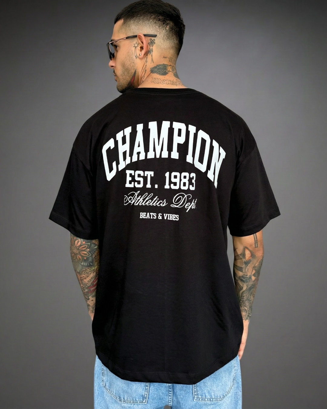 Polo Hombre Oversize Champion - Negro