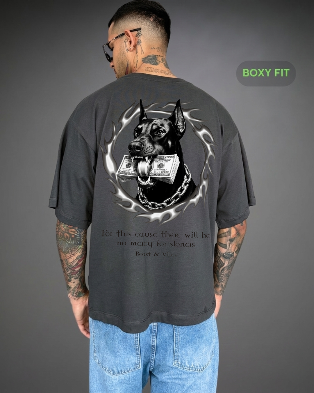 Polo Hombre Boxy Fit Doberman Flow - Plomo