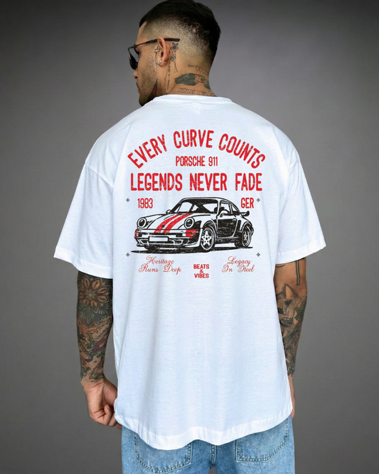 Polo Hombre Oversize Legends Porsche 911 - Blanco