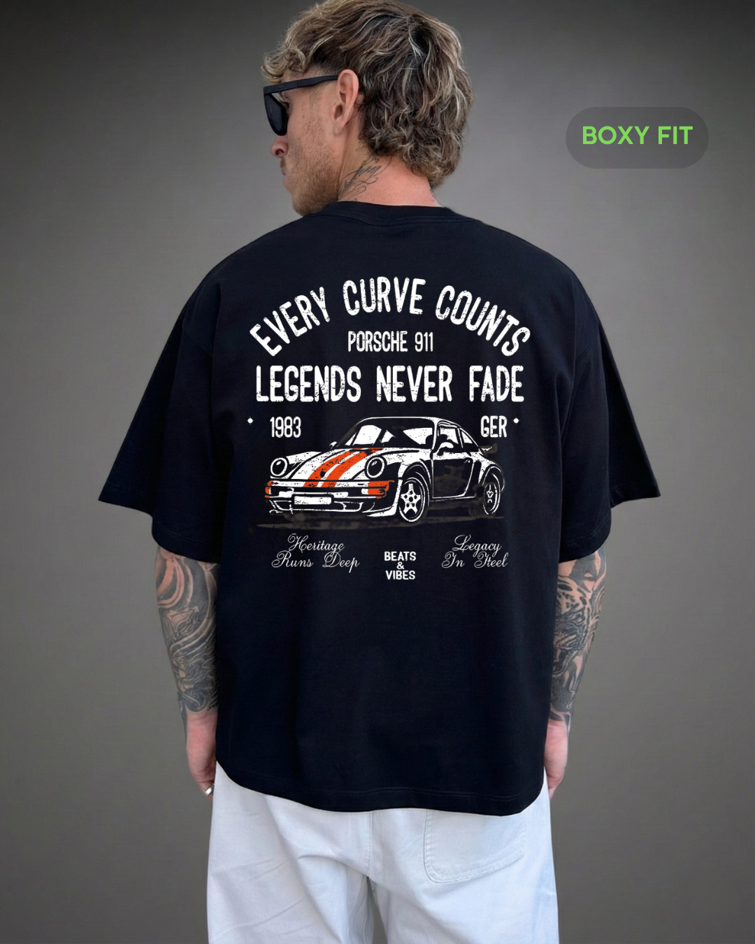 Polo Hombre Boxy Fit Legends Porsche 911 - Negro