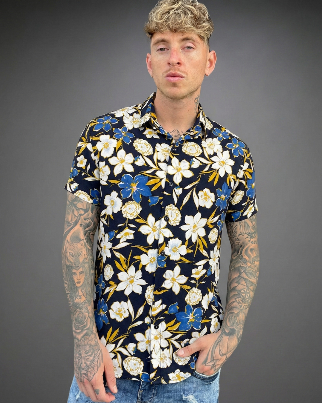 Camisa Hombre Hawaiian Tropic - Azul Noche