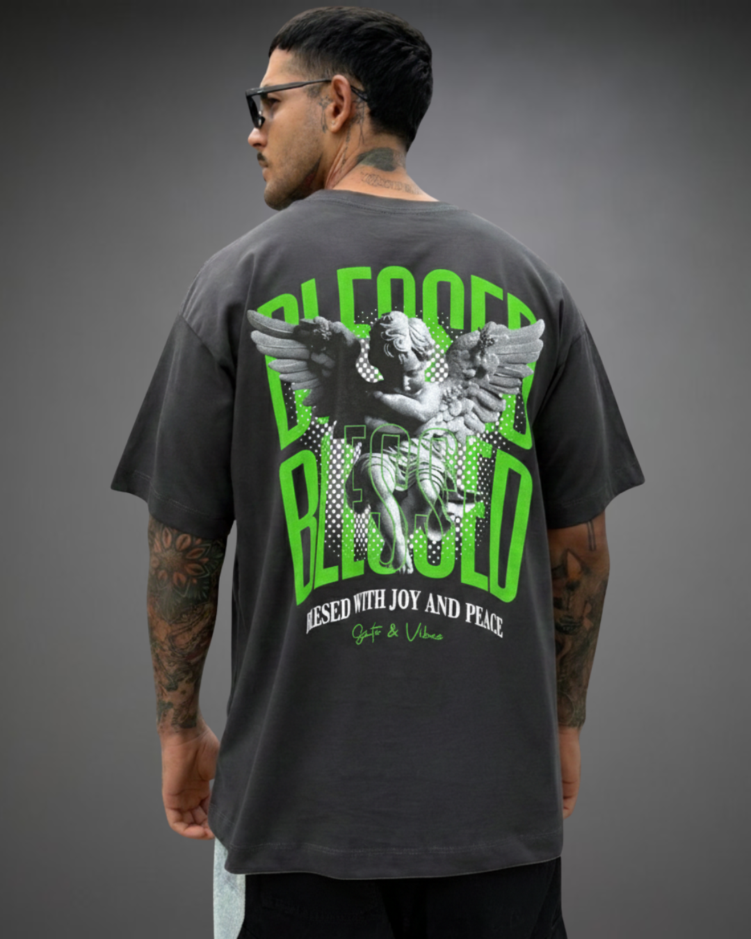 Polo Hombre Oversize Blessed - Plomo