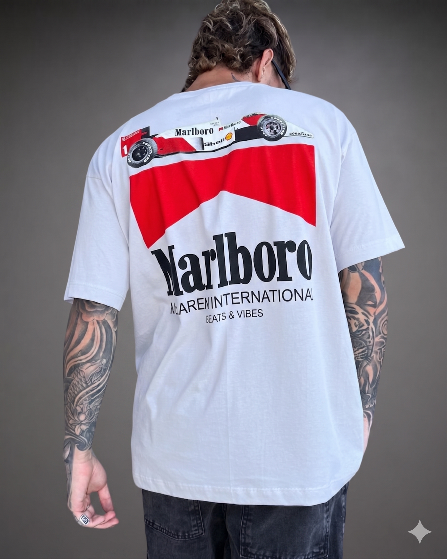 Polo Hombre Oversize Team Marlboro Mc Laren - Blanco