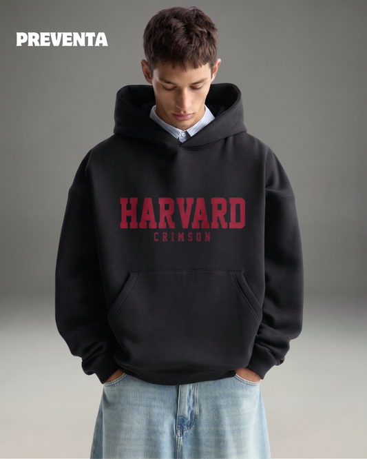 Hoodie Oversize Hombre Harvard - Negro