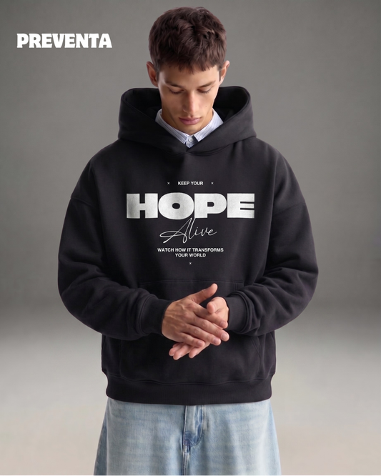 Hoodie Oversize Hombre Hope - Negro