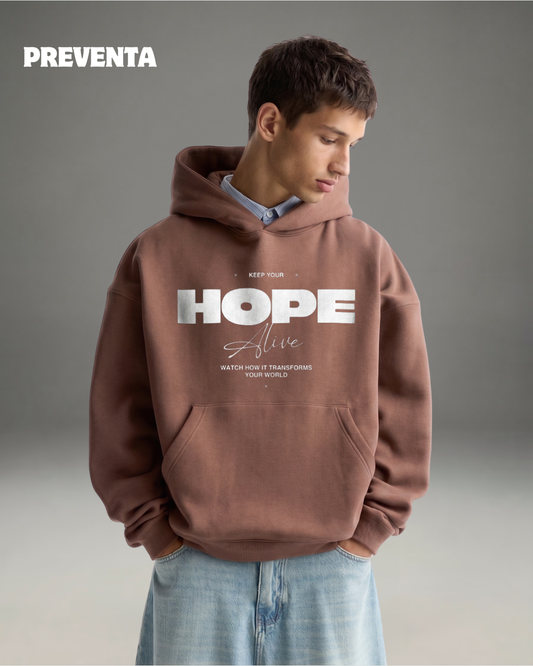 Hoodie Oversize Hombre Hope - Marrón
