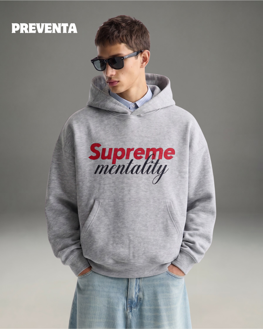 Hoodie Oversize Hombre Supreme Mentality - Gris