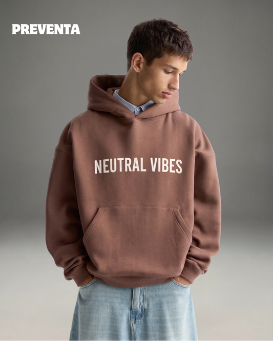Hoodie Oversize Hombre Neutral Vibes- Marrón