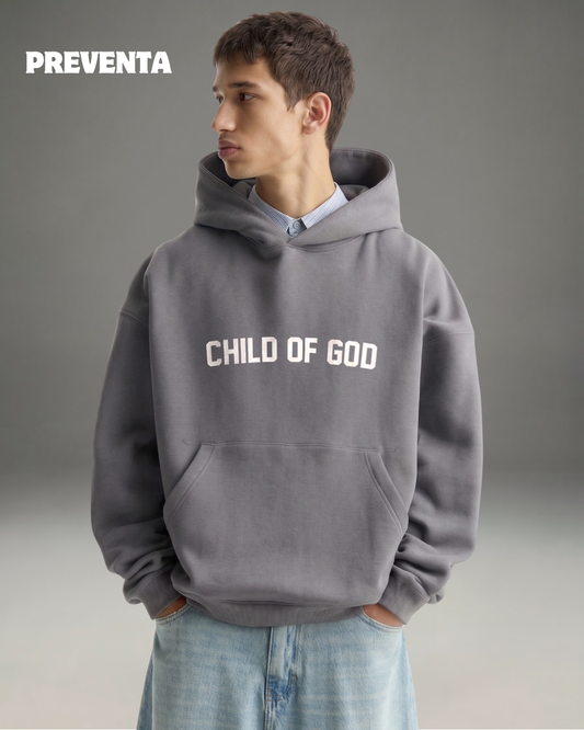 Hoodie Oversize Hombre Child Of God - Plomo