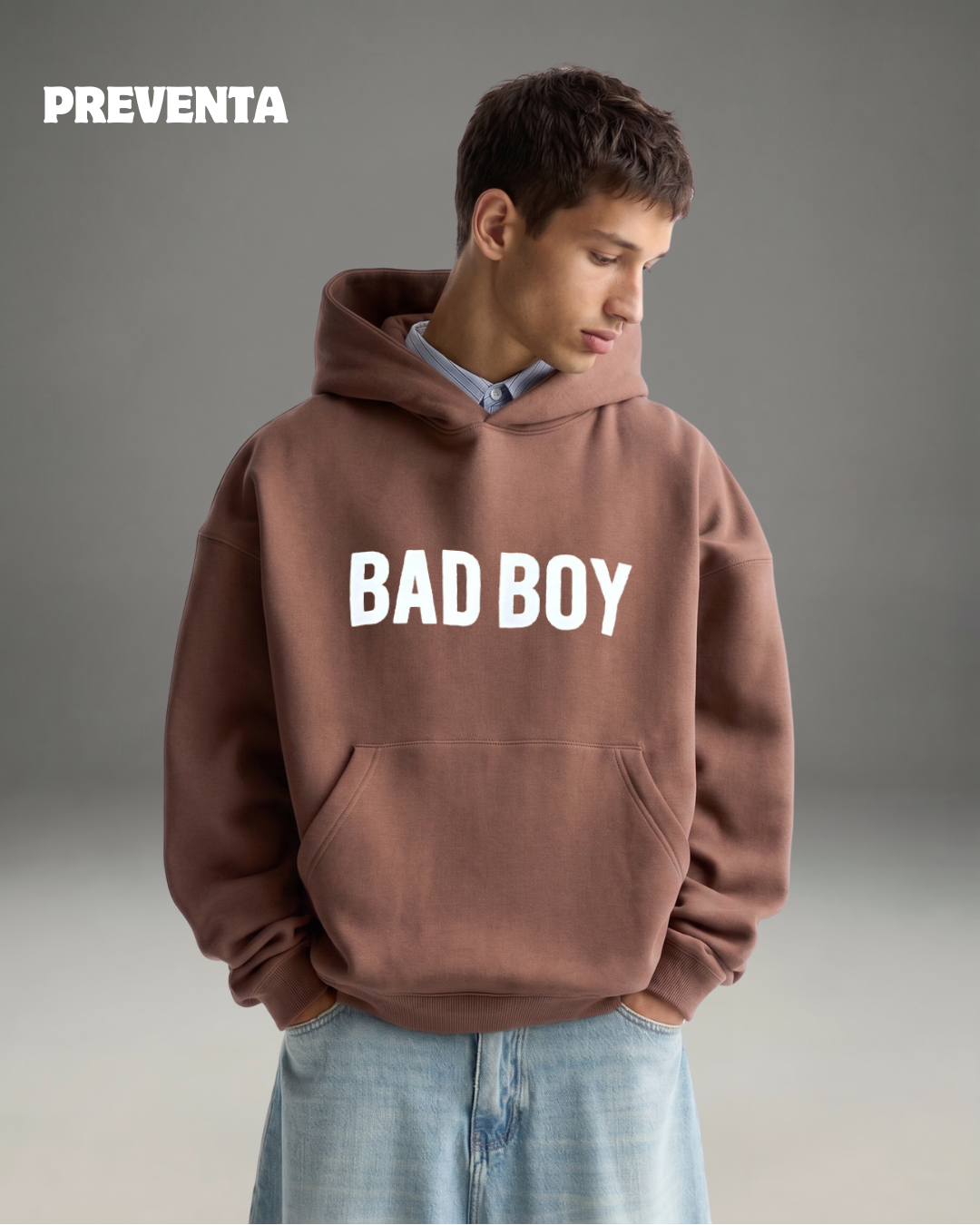 Hoodie Oversize Hombre BAD BOY - Marrón