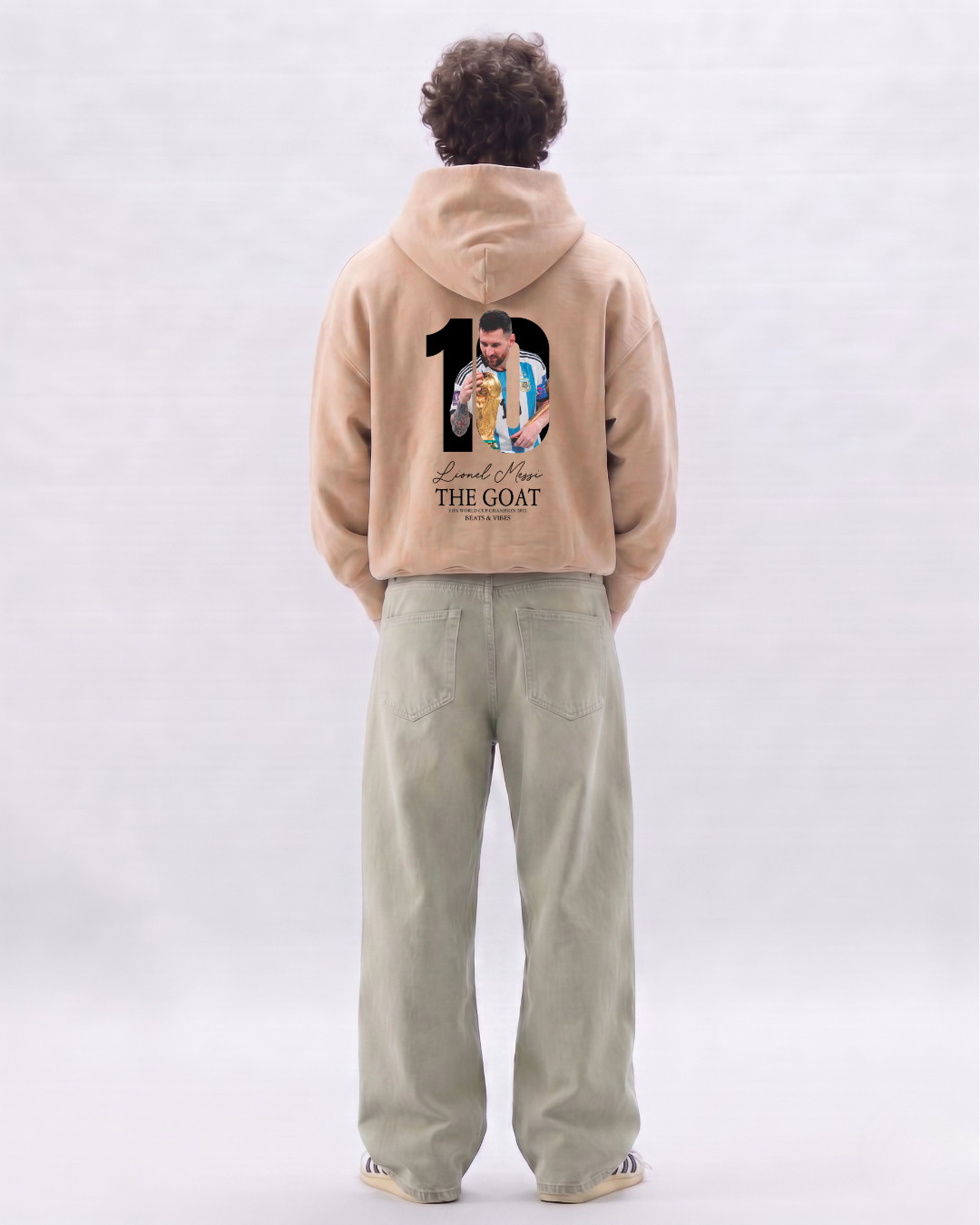 Hoodie "Messi THE GOAT" – Edición Campeón del Mundo / Arena