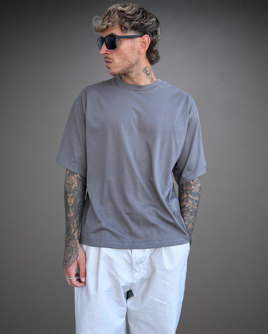 Polo Hombre Boxy Fit Sin Estampado - Plomo
