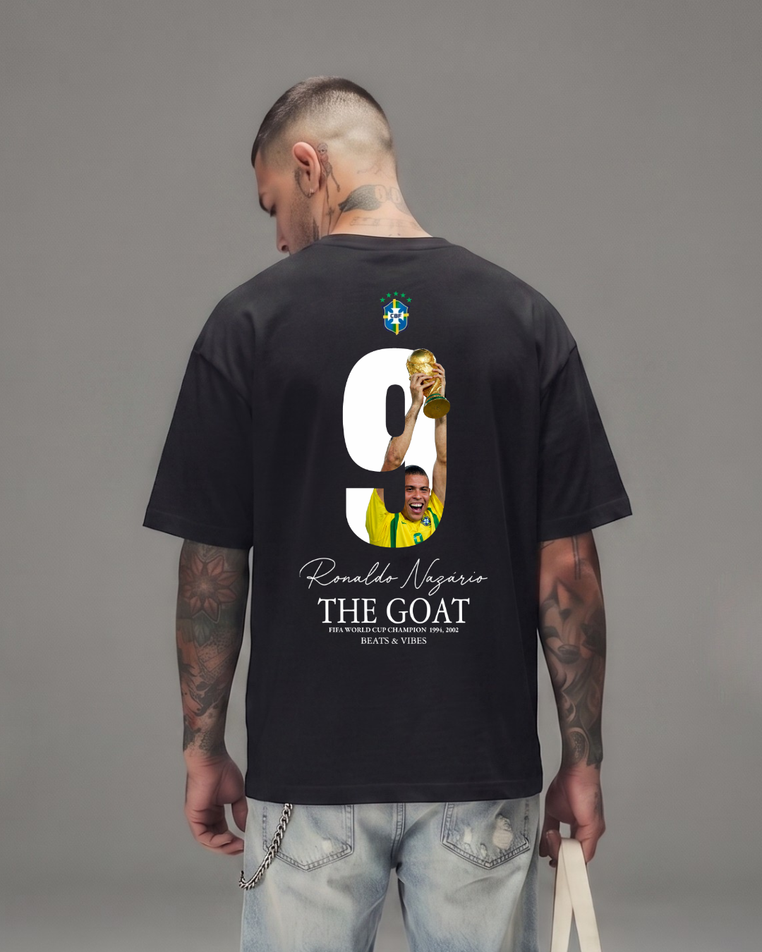 Polo Hombre Oversize ICONS Ronaldo "El Fenómeno" - Negro